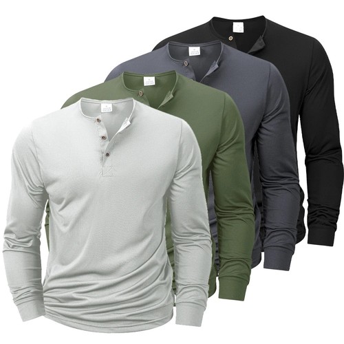 Men cotton henley shirt - men's, long